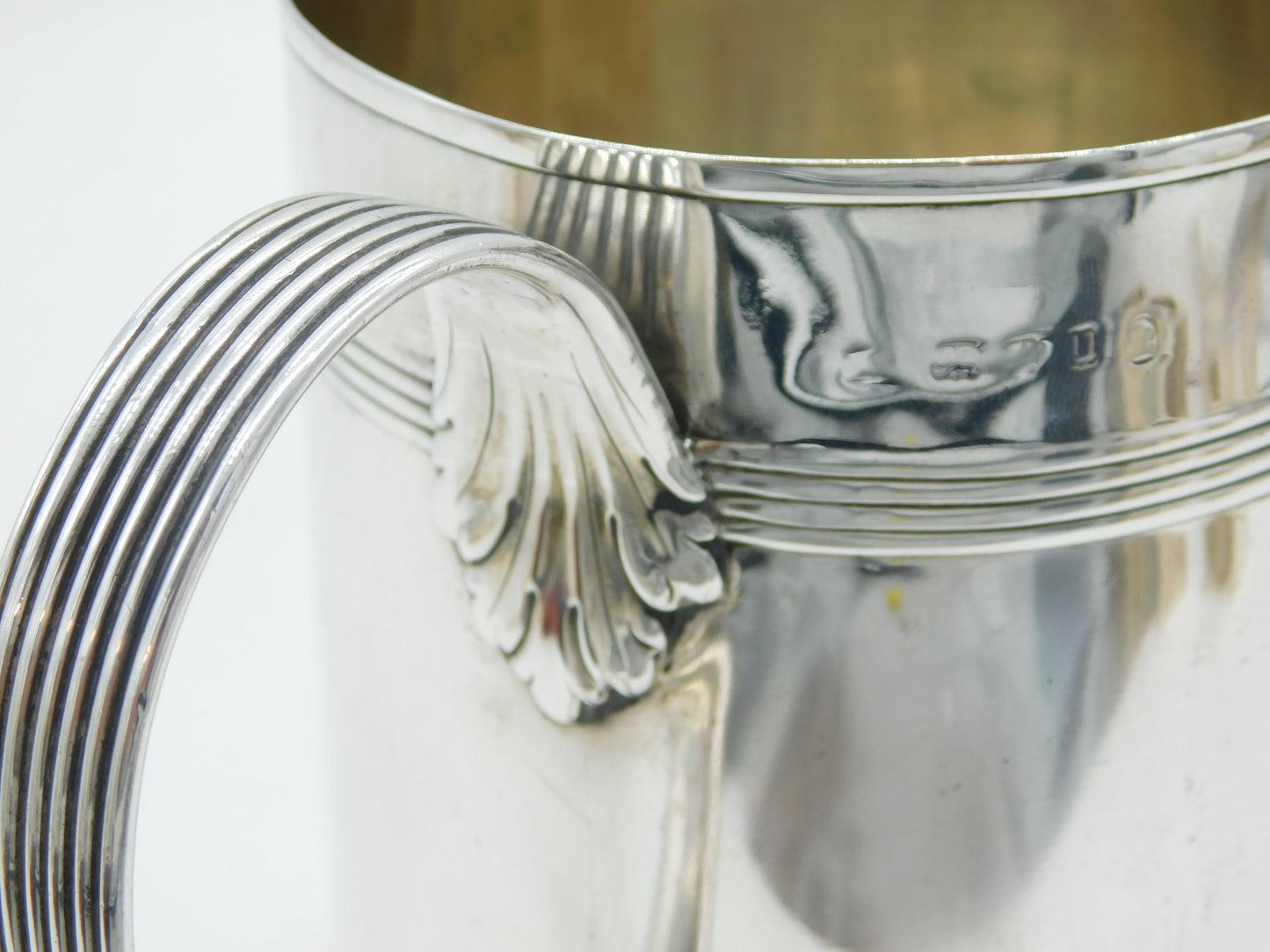 George III Large Sterling Silver Lined Pattern Quart Tankard Antique 1795 London