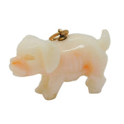 Victorian 9ct Gold Angel-Skin Coral Plump Puppy Dog Charm Pendant Antique