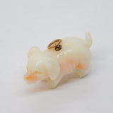 Victorian 9ct Gold Angel-Skin Coral Plump Puppy Dog Charm Pendant Antique