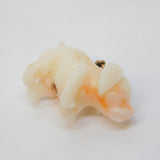 Victorian 9ct Gold Angel-Skin Coral Plump Puppy Dog Charm Pendant Antique