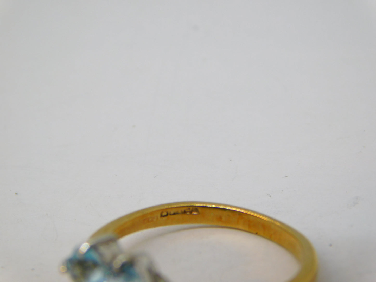 9ct Yellow Gold, Aquamarine, Diamond Heart Cut Ring Vintage 1994 Birmingham