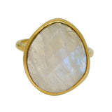 Gold on Sterling Silver Pear-Cut Moonstone Dress Ring Vintage 2010 London