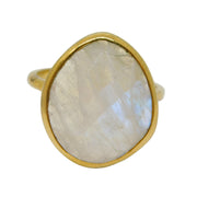 Gold on Sterling Silver Pear-Cut Moonstone Dress Ring Vintage 2010 London