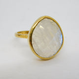 Gold on Sterling Silver Pear-Cut Moonstone Dress Ring Vintage 2010 London