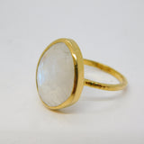 Gold on Sterling Silver Pear-Cut Moonstone Dress Ring Vintage 2010 London