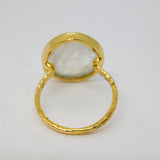Gold on Sterling Silver Pear-Cut Moonstone Dress Ring Vintage 2010 London