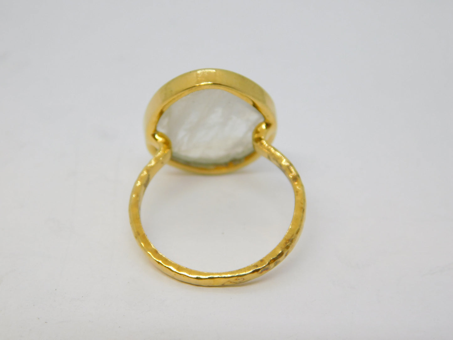 Gold on Sterling Silver Pear-Cut Moonstone Dress Ring Vintage 2010 London