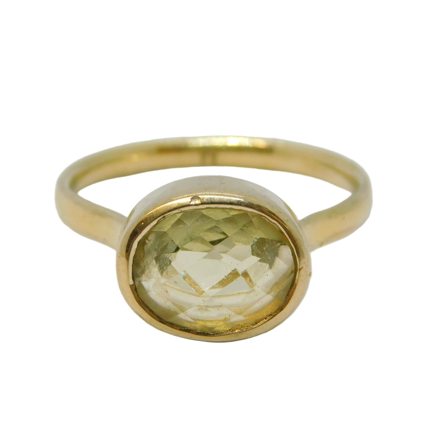 Gold on Sterling Silver Faceted Citrine Set Dress Ring Vintage 2010 London