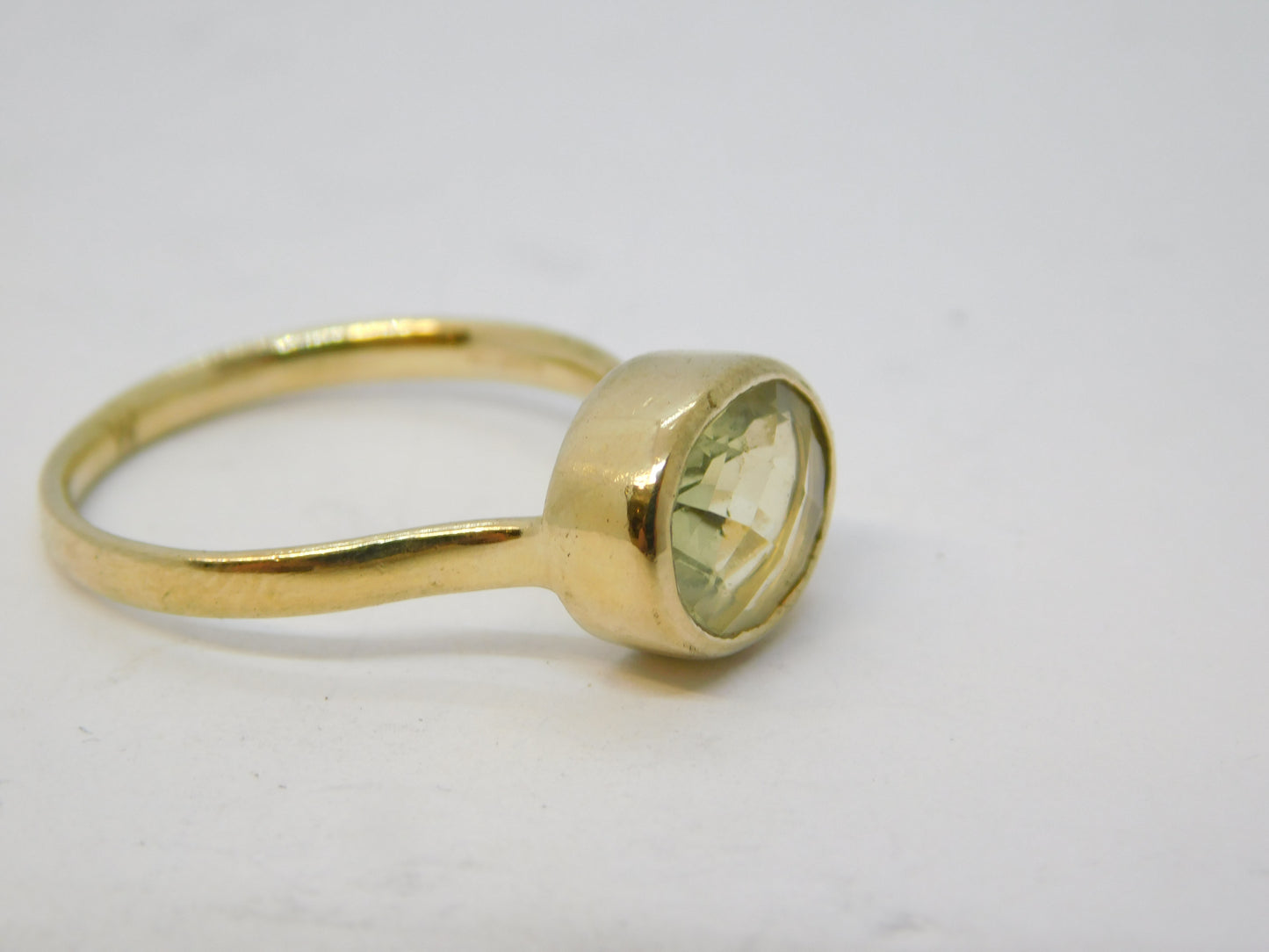 Gold on Sterling Silver Faceted Citrine Set Dress Ring Vintage 2010 London