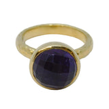 Gold on Sterling Silver Faceted Amethyst Set Dress Ring Vintage 2010 London
