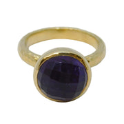 Gold on Sterling Silver Faceted Amethyst Set Dress Ring Vintage 2010 London