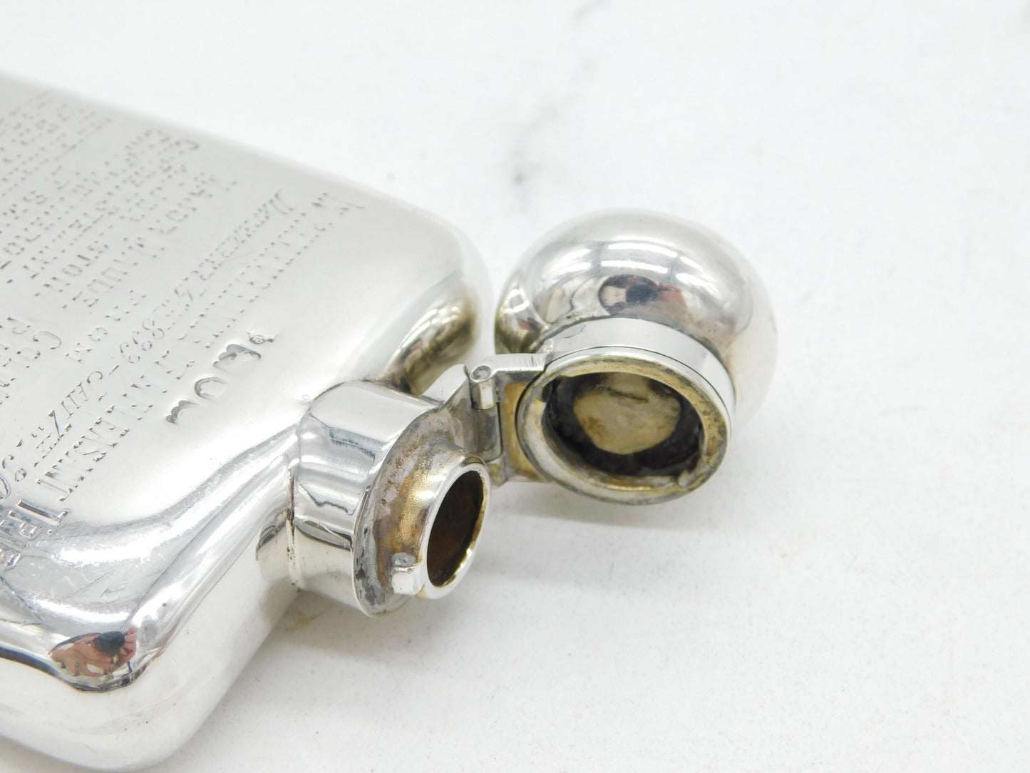 Victorian Sterling Silver Military Interest Hip Flask Antique 1898 London