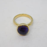 Gold on Sterling Silver Faceted Amethyst Set Dress Ring Vintage 2010 London