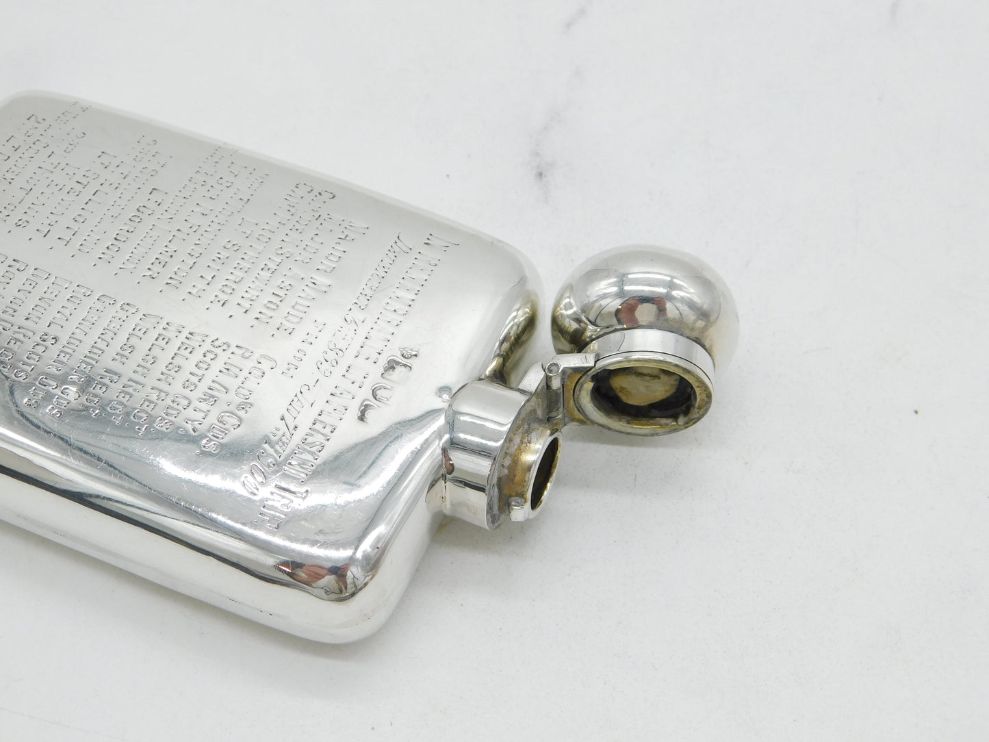 Victorian Sterling Silver Military Interest Hip Flask Antique 1898 London