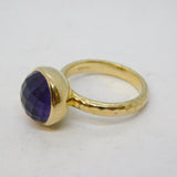 Gold on Sterling Silver Faceted Amethyst Set Dress Ring Vintage 2010 London