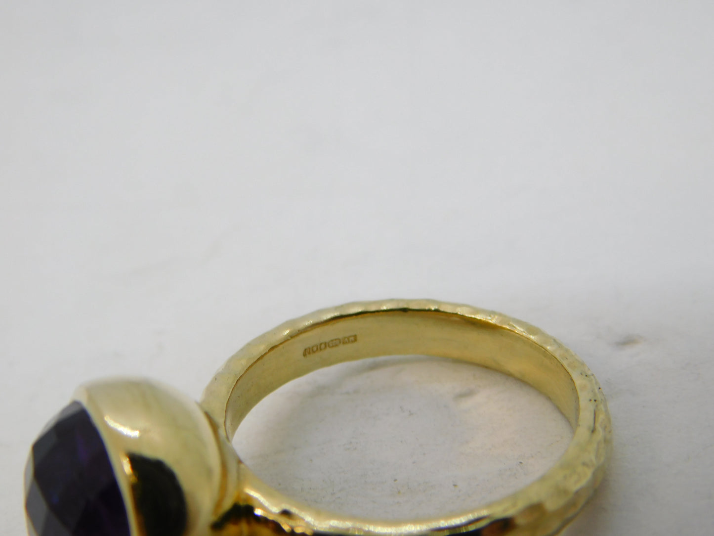 Gold on Sterling Silver Faceted Amethyst Set Dress Ring Vintage 2010 London