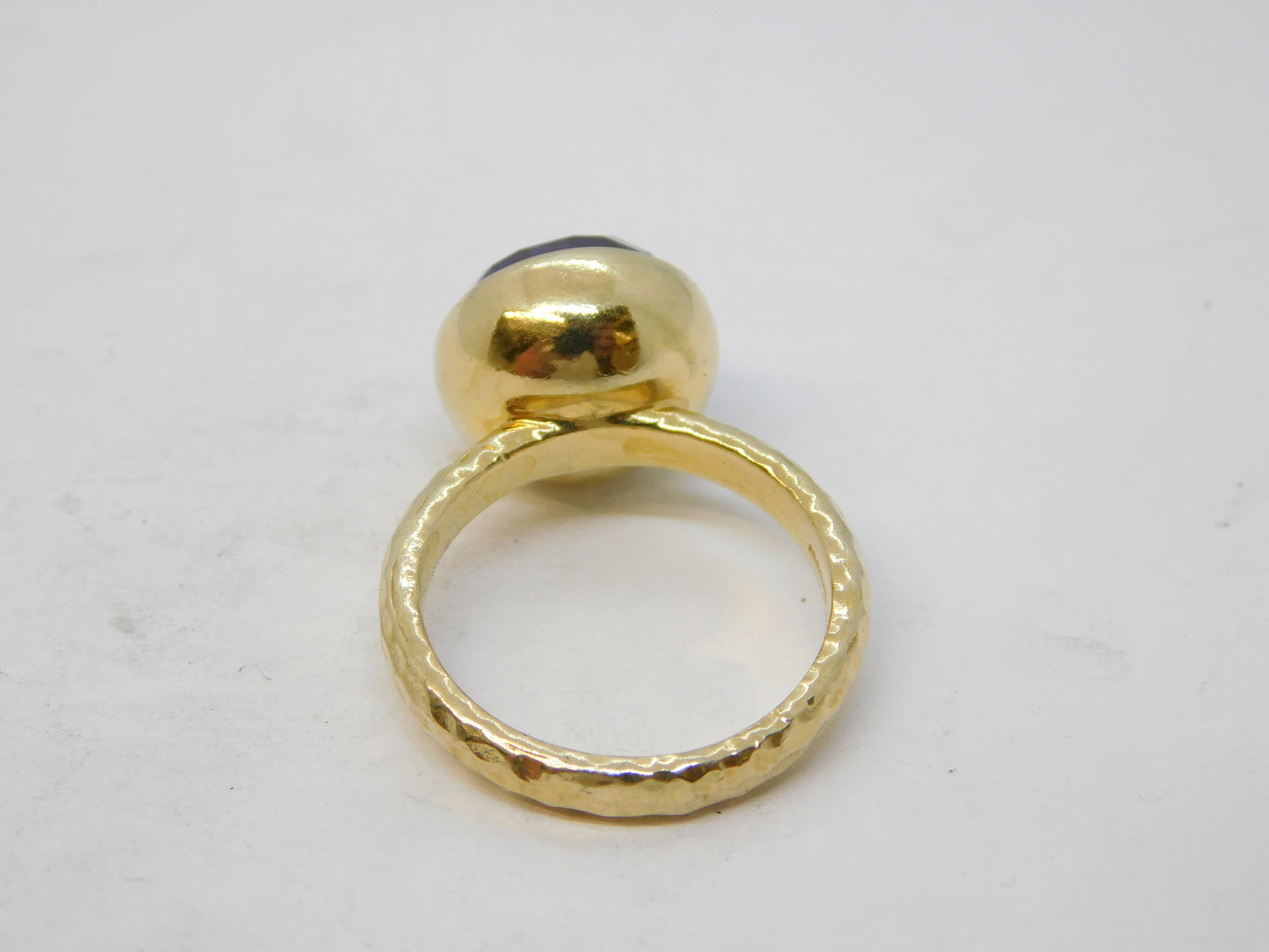 Gold on Sterling Silver Faceted Amethyst Set Dress Ring Vintage 2010 London