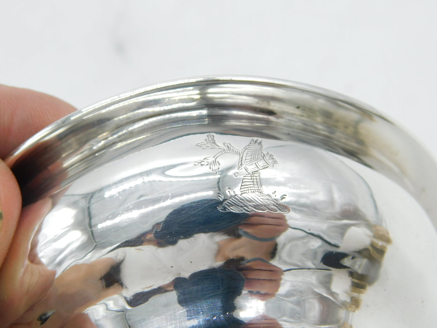 George III Sterling Silver Crested Wine Funnel Strainer Antique 1794 London