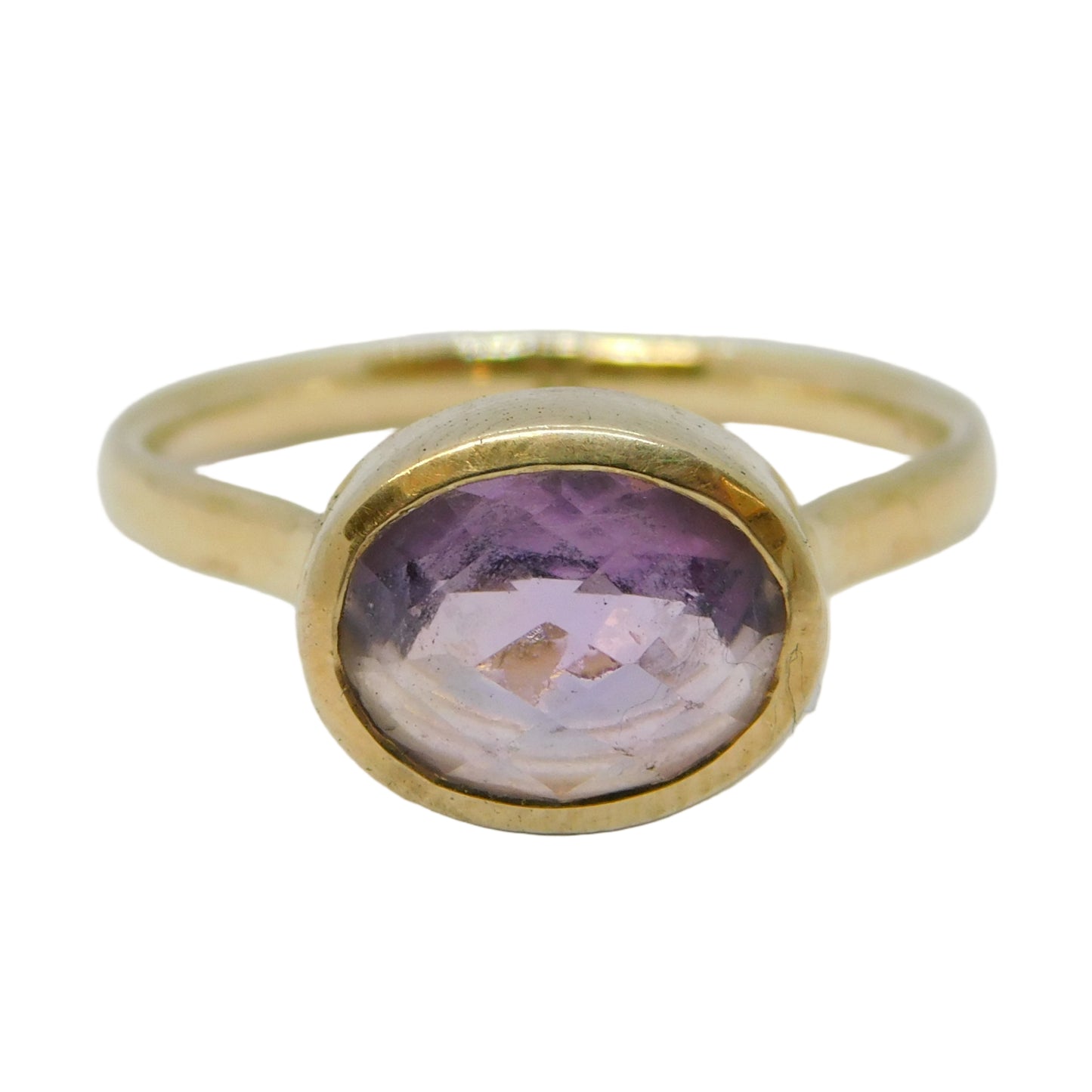 Gold on Sterling Silver Faceted Amethyst Dress Ring Vintage 2010 London