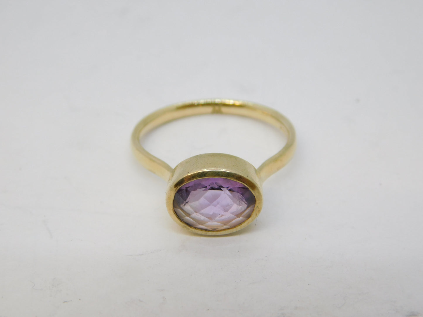 Gold on Sterling Silver Faceted Amethyst Dress Ring Vintage 2010 London