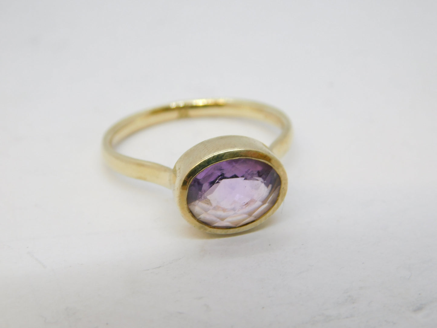 Gold on Sterling Silver Faceted Amethyst Dress Ring Vintage 2010 London
