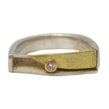 Mexican 18ct Gold, Sterling Silver, Diamond Studio Dress Ring Vintage c1970