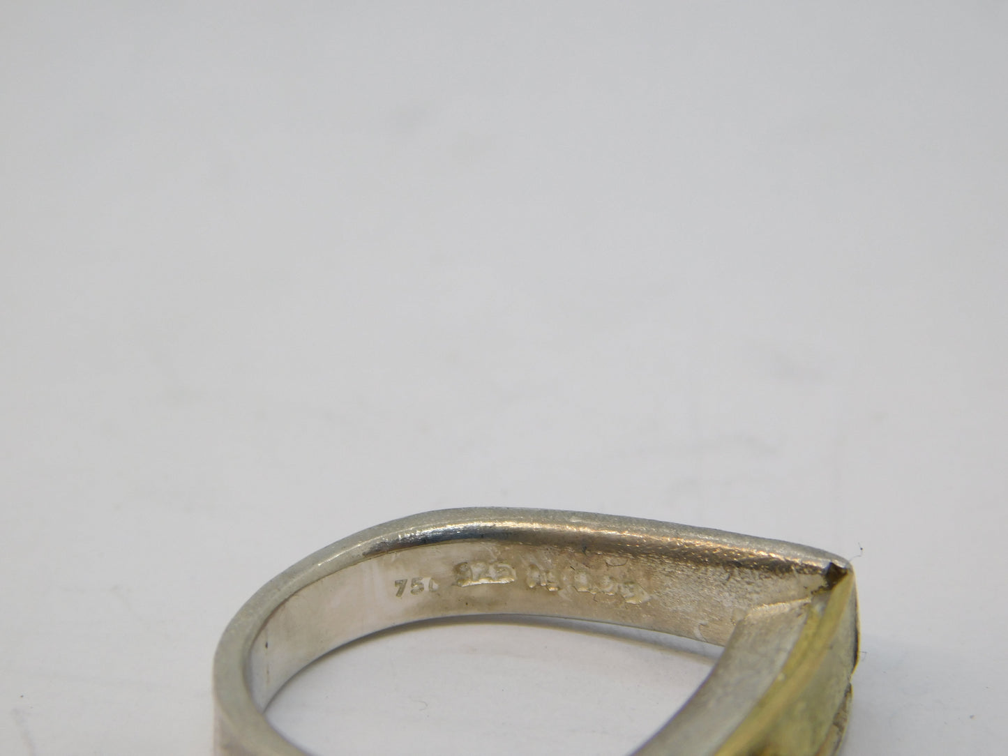 Mexican 18ct Gold, Sterling Silver, Diamond Studio Dress Ring Vintage c1970