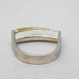 Mexican 18ct Gold, Sterling Silver, Diamond Studio Dress Ring Vintage c1970