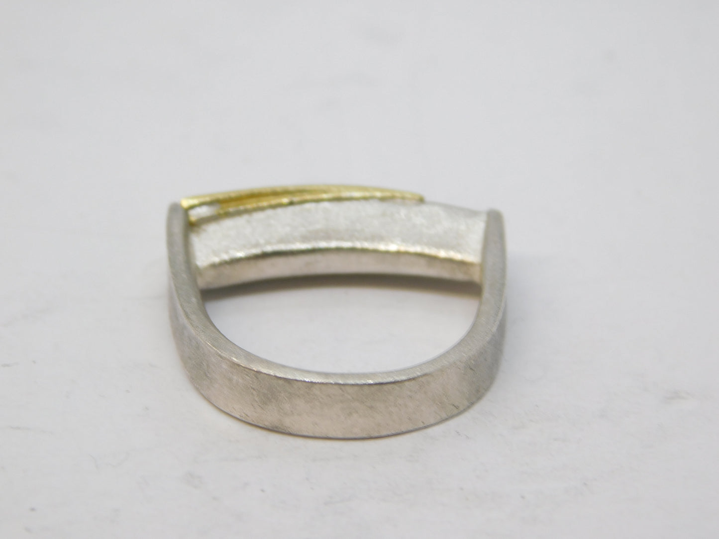 Mexican 18ct Gold, Sterling Silver, Diamond Studio Dress Ring Vintage c1970