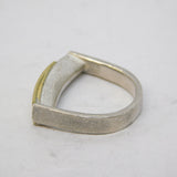 Mexican 18ct Gold, Sterling Silver, Diamond Studio Dress Ring Vintage c1970