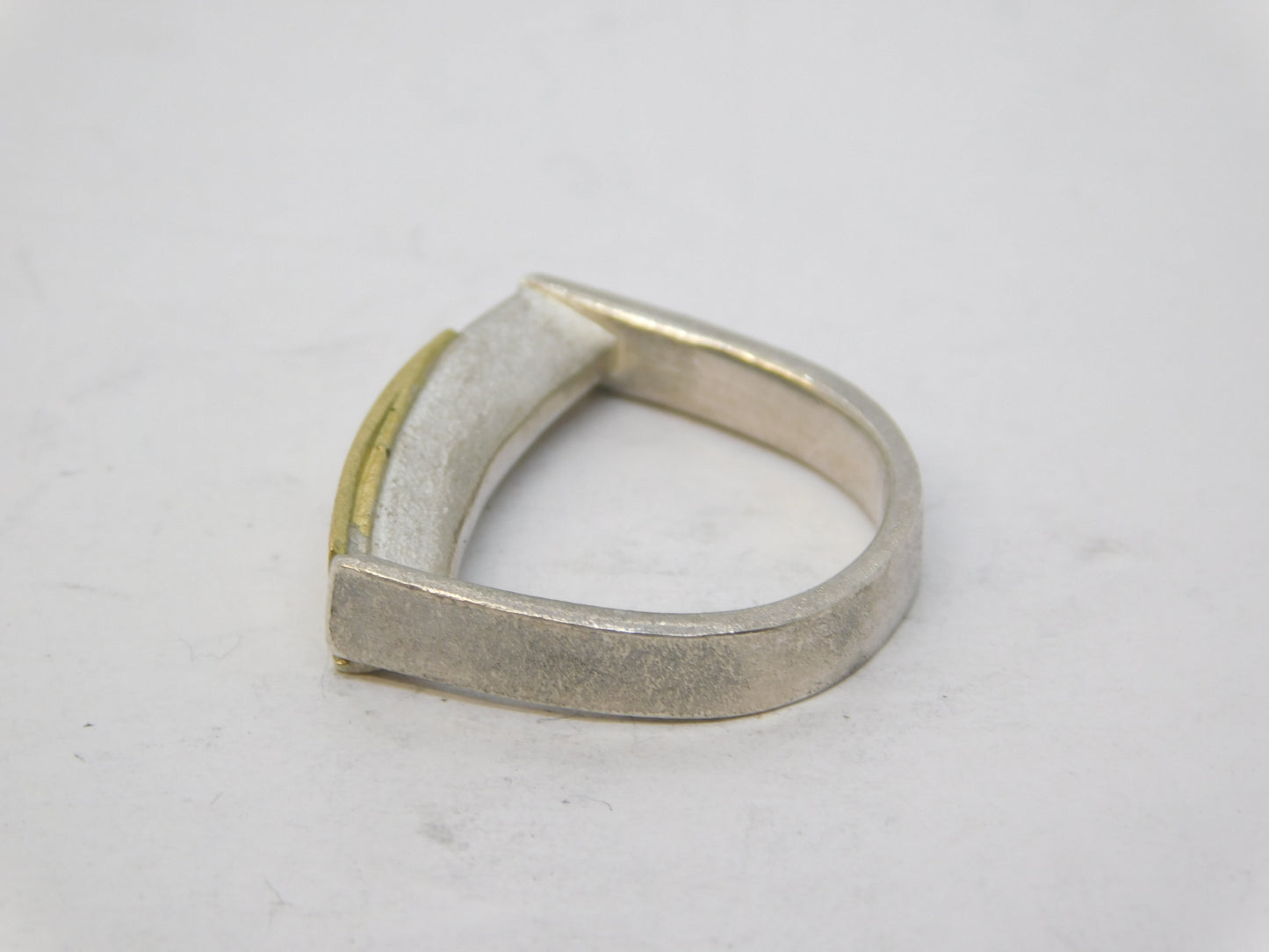 Mexican 18ct Gold, Sterling Silver, Diamond Studio Dress Ring Vintage c1970