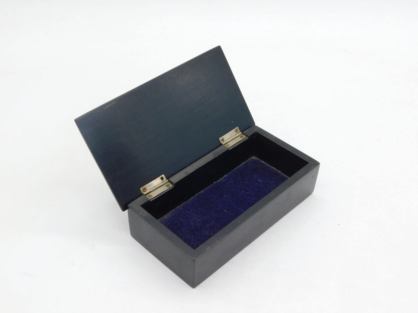 Sterling Silver Mounted Ebony Wood 'Trinkets' Jewellery Box Antique 1919 London