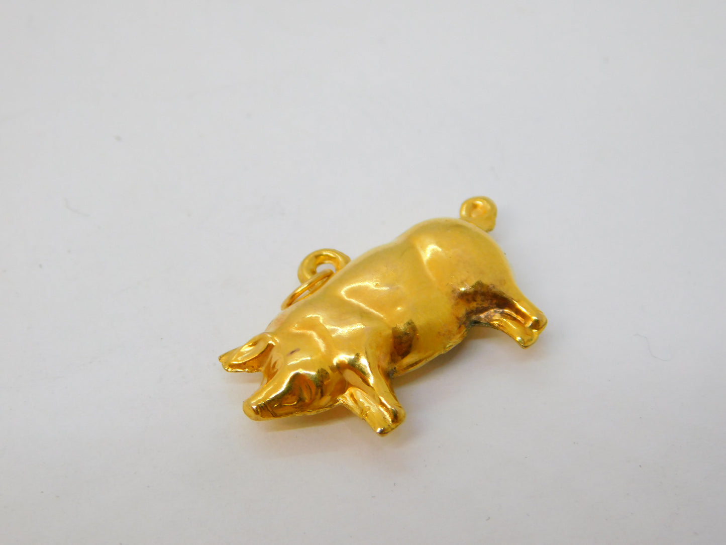 Edwardian 9ct Yellow Gold Standing Pig Charm Pendant Antique c1910