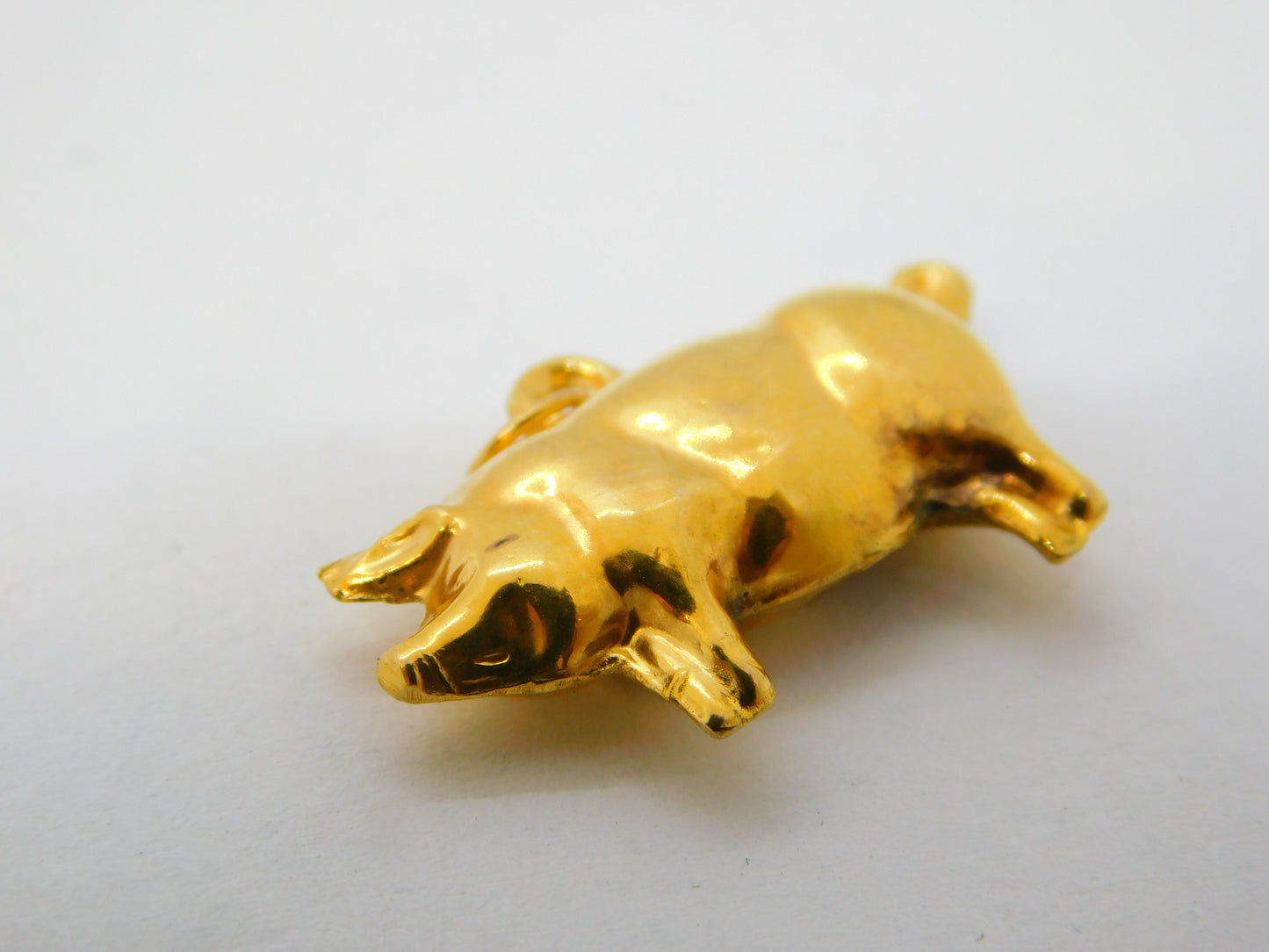 Edwardian 9ct Yellow Gold Standing Pig Charm Pendant Antique c1910