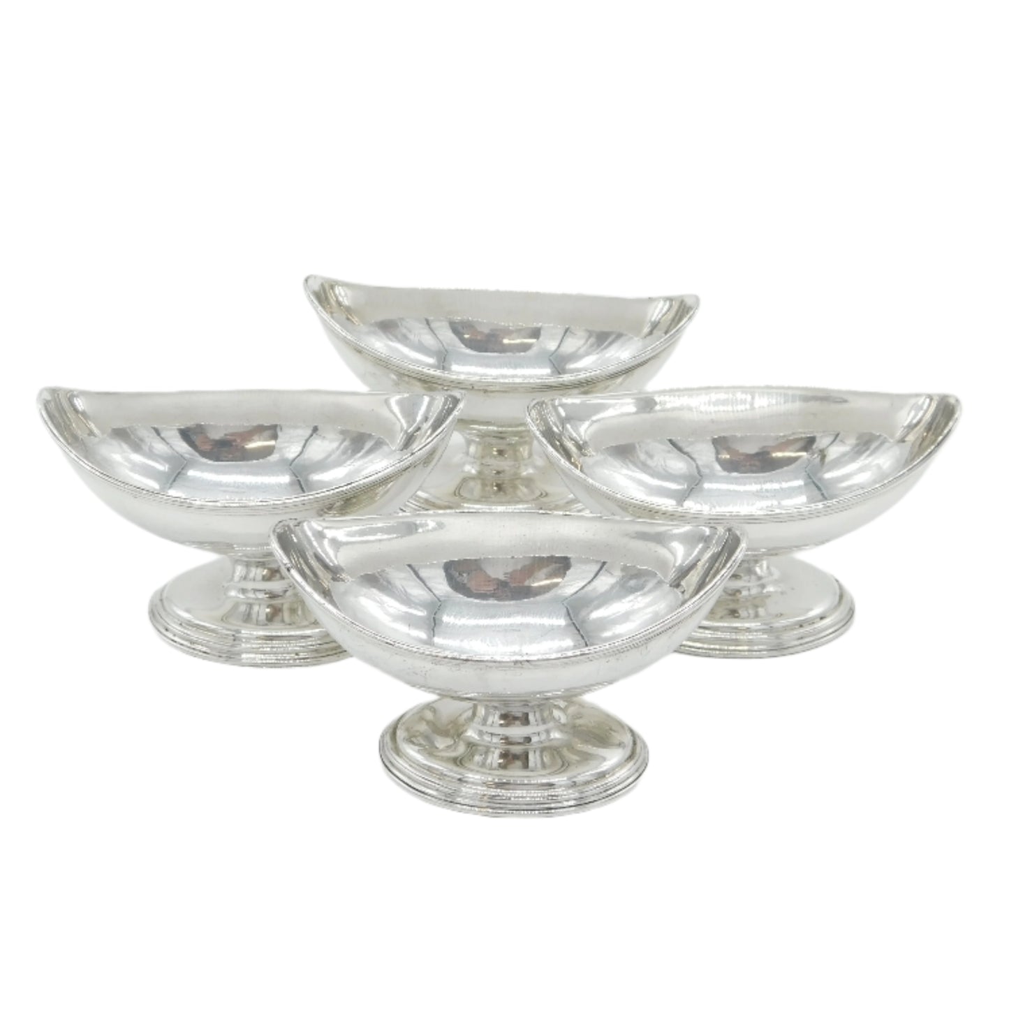 George III Set of Four Sterling Silver Pedestal Salt Cellars Antique 1784 London