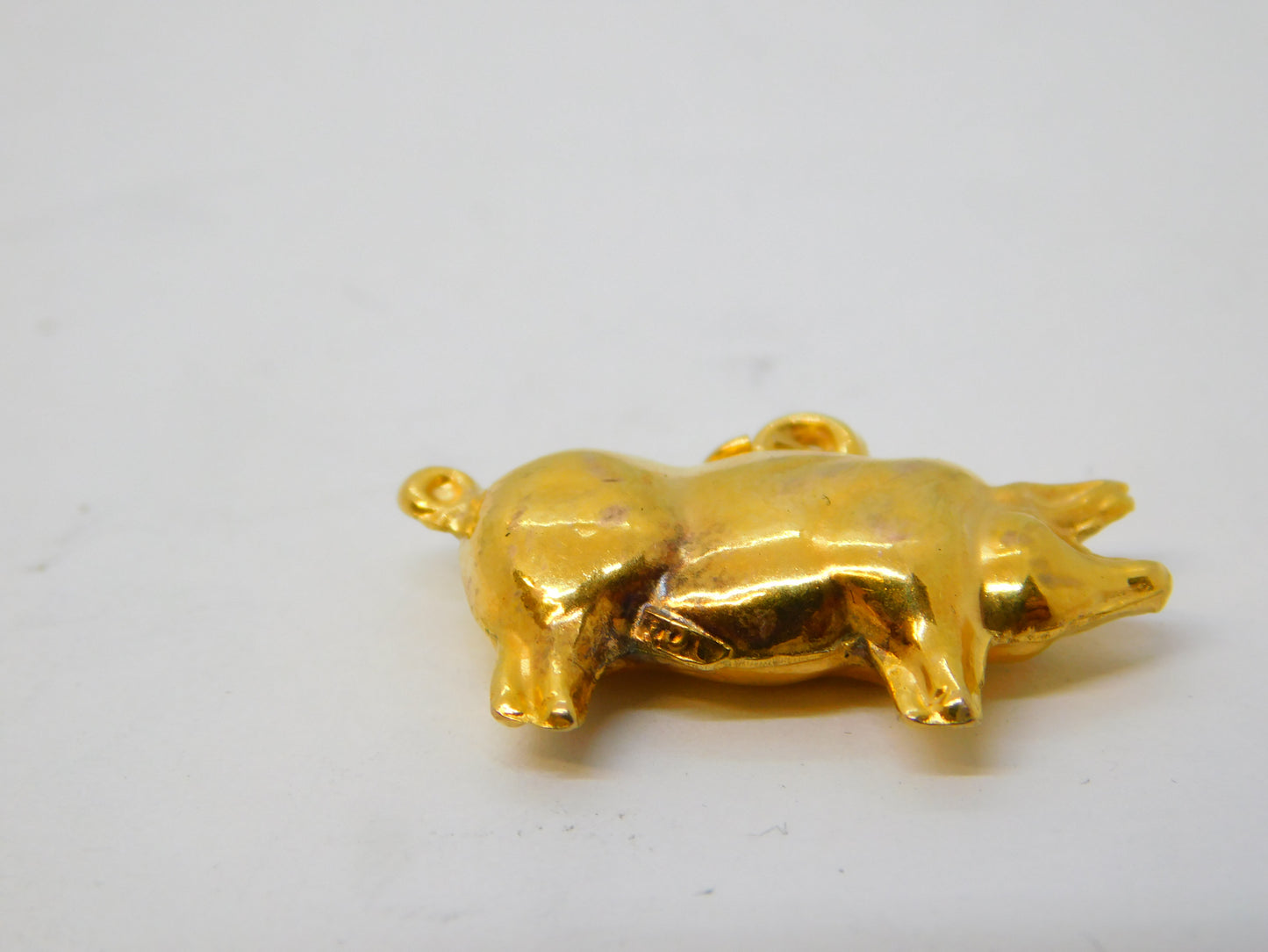 Edwardian 9ct Yellow Gold Standing Pig Charm Pendant Antique c1910