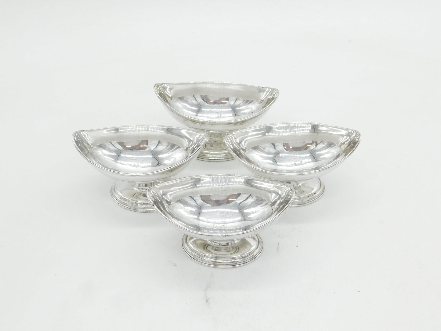 George III Set of Four Sterling Silver Pedestal Salt Cellars Antique 1784 London
