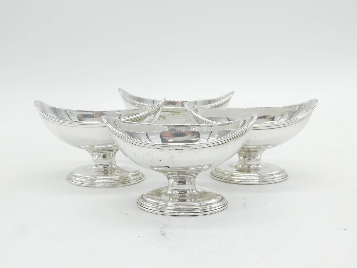 George III Set of Four Sterling Silver Pedestal Salt Cellars Antique 1784 London