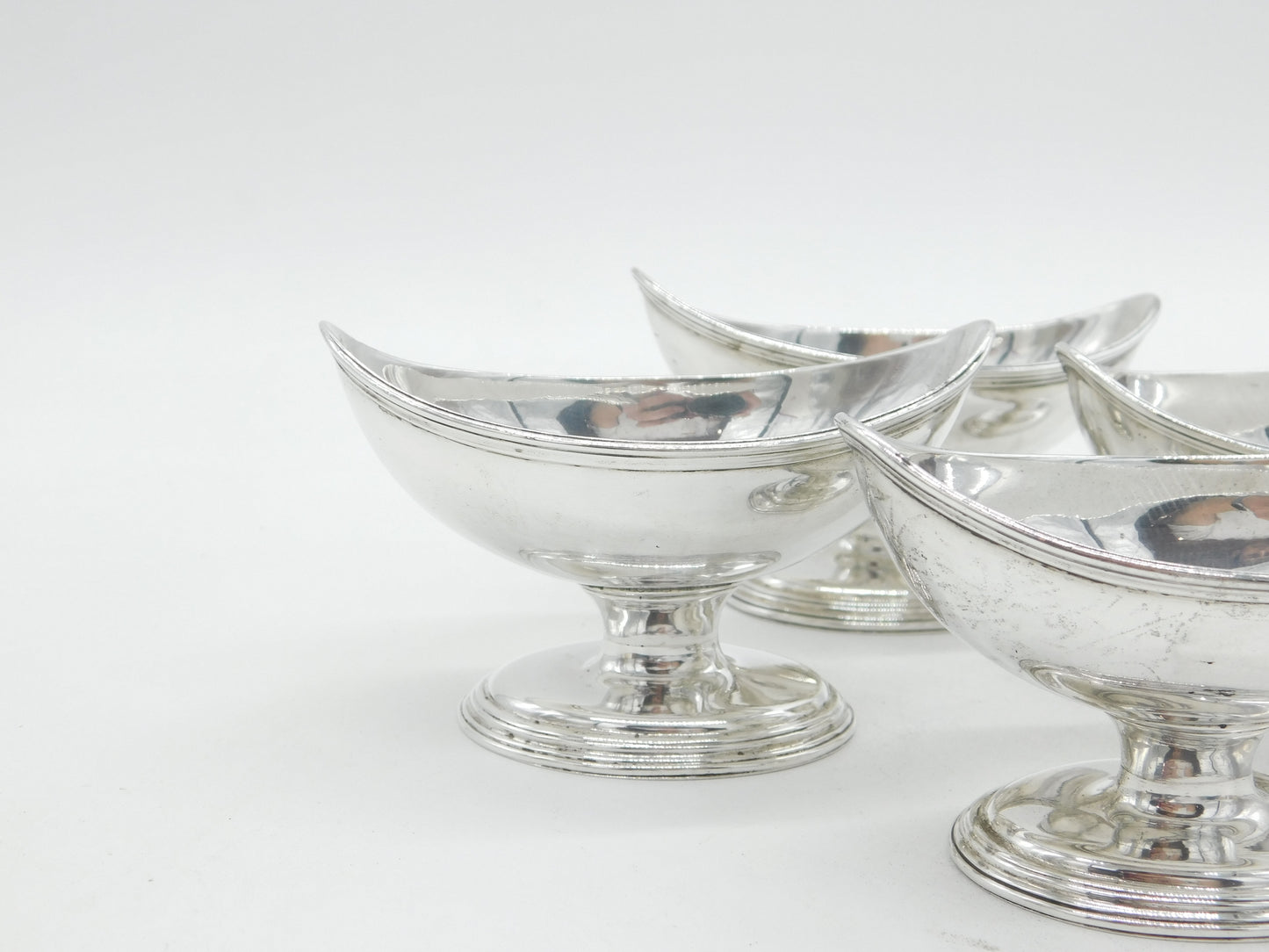 George III Set of Four Sterling Silver Pedestal Salt Cellars Antique 1784 London