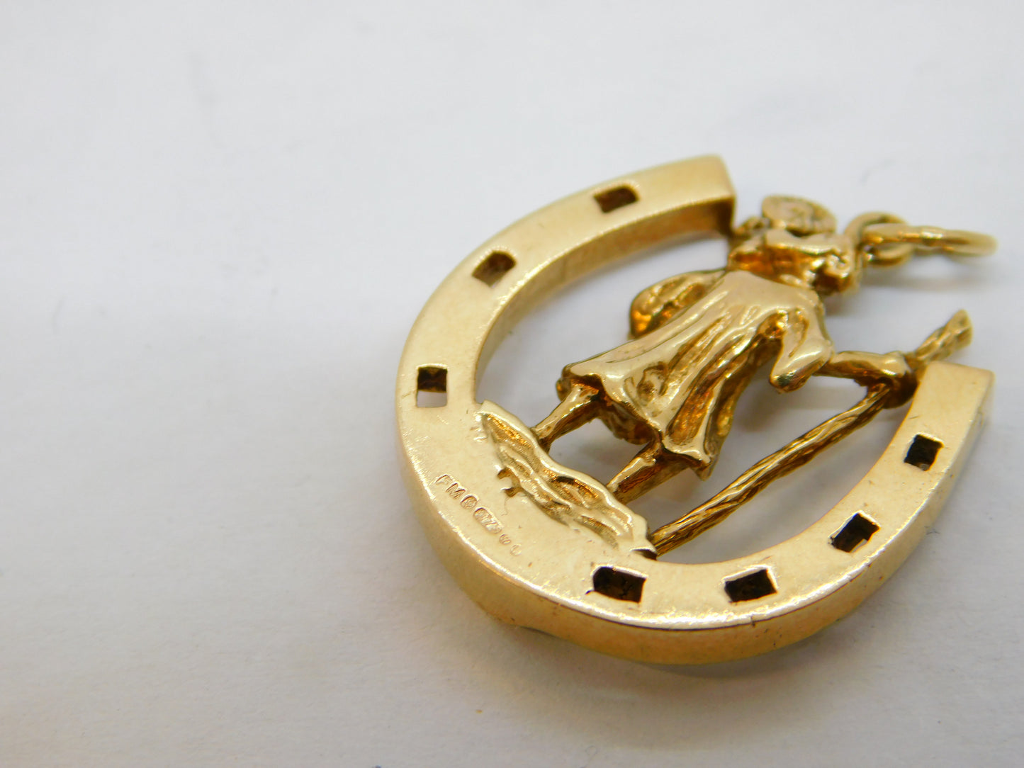 9ct Gold, Good Luck Horseshoe St. Christopher Travel Pendant Vintage 1971 London