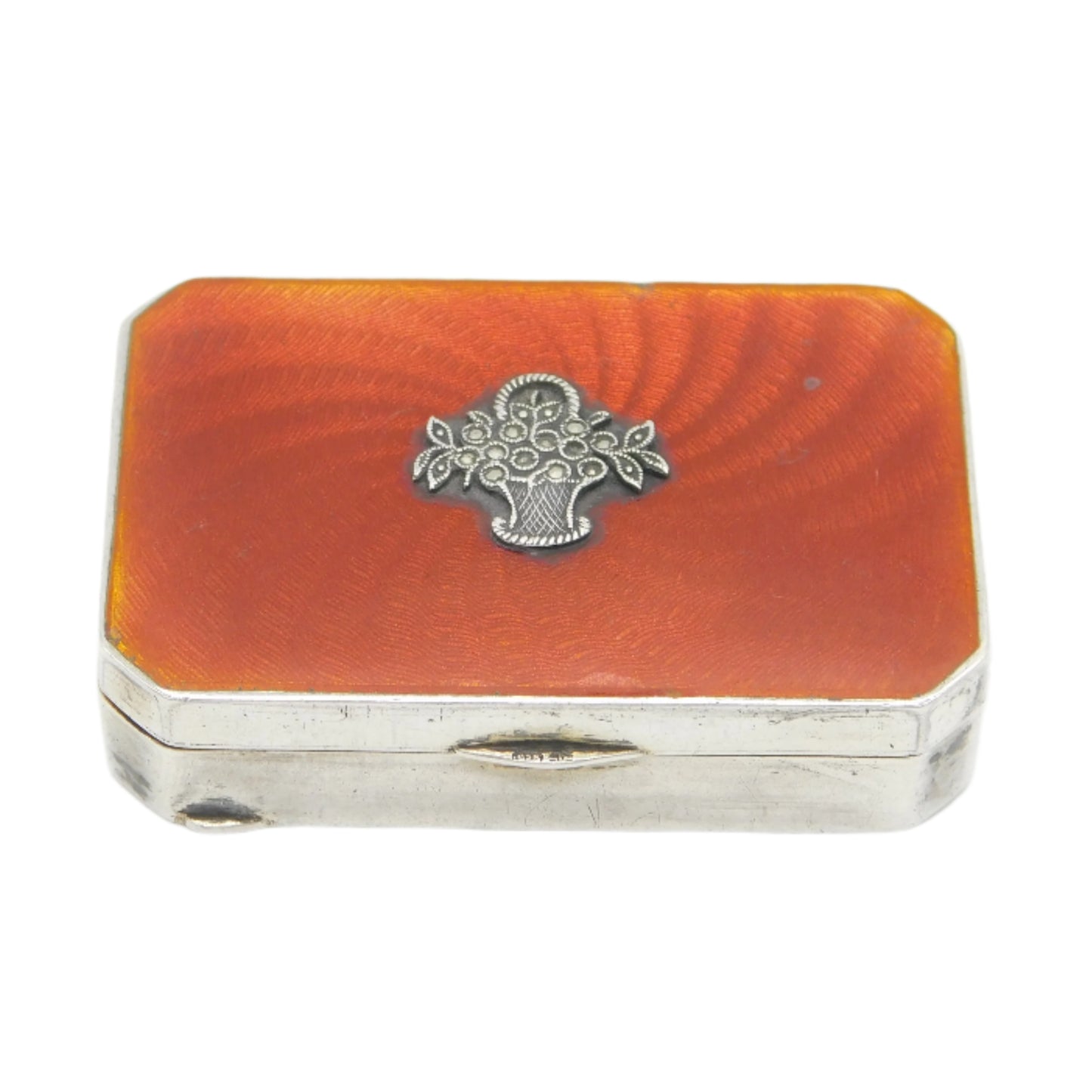 Sterling Silver, Red Guilloche Enamel, Marcasite Compact Box Antique 1928 Deco