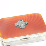 Sterling Silver, Red Guilloche Enamel, Marcasite Compact Box Antique 1928 Deco