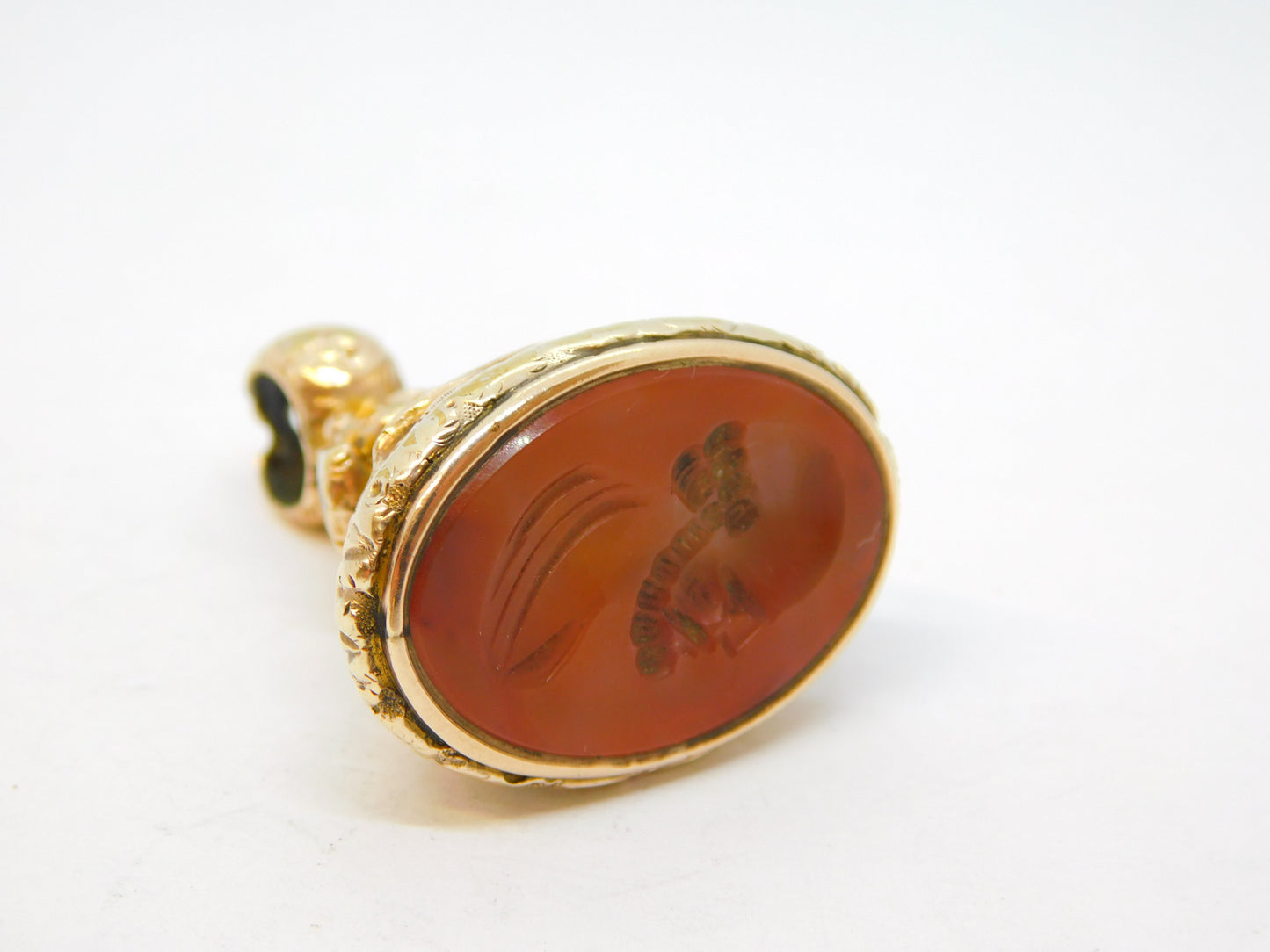 George III Gold Cased Carnelian Agate Intaglio Hunting Scene Fob Antique c1820