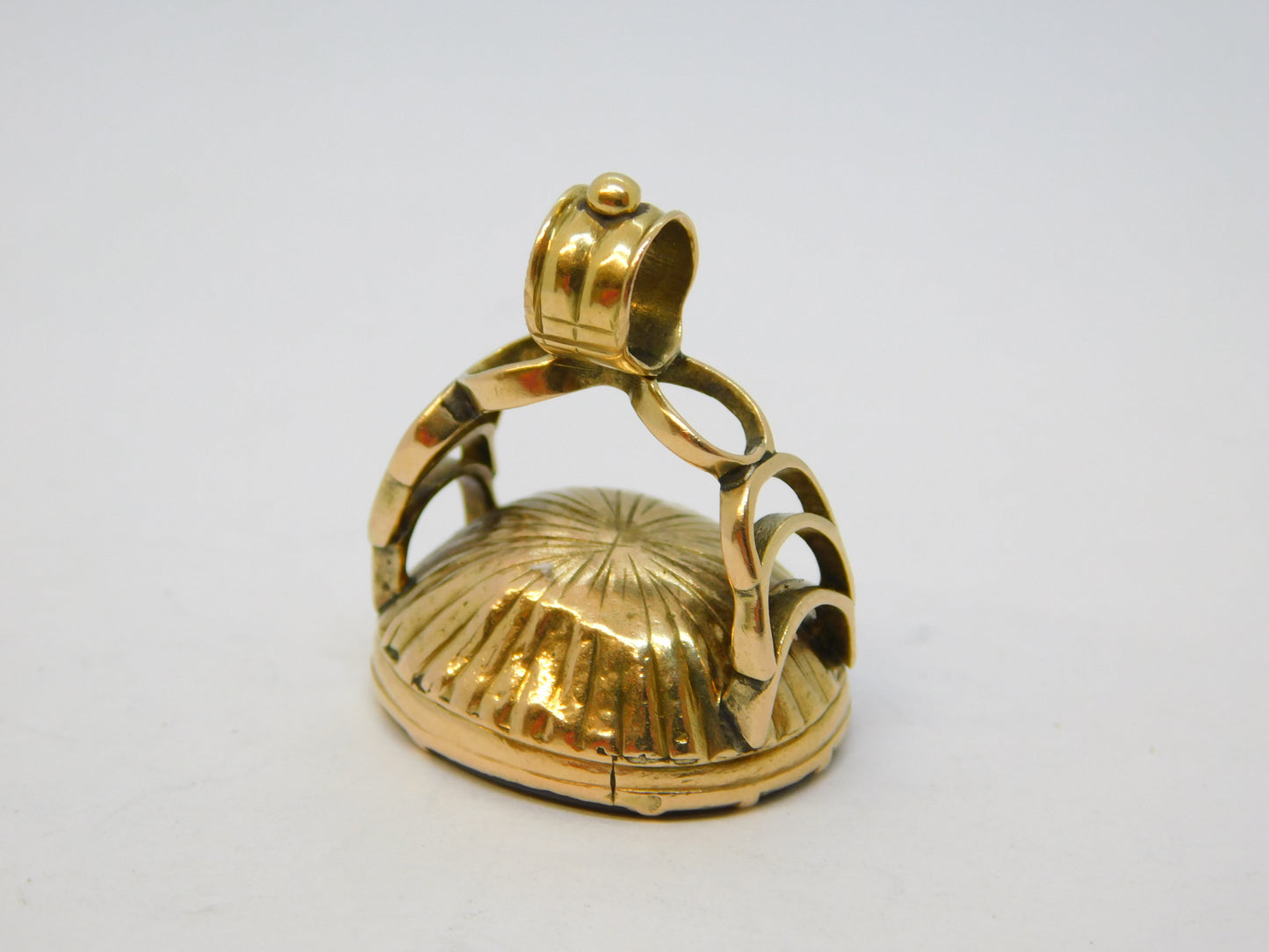 George III 9ct Gold Carved Rock Crystal Oliver Cromwell Intaglio Fob Seal c1820