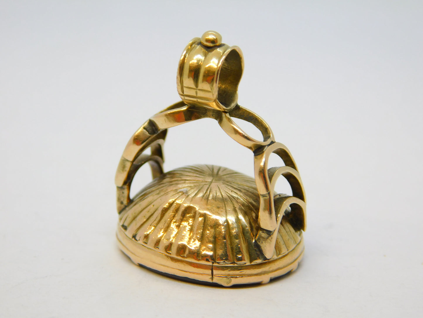 George III 9ct Gold Carved Rock Crystal Oliver Cromwell Intaglio Fob Seal c1820