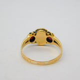 Victorian 15ct Yellow Gold, Turquoise & Garnet Set Dress Ring Antique c1860