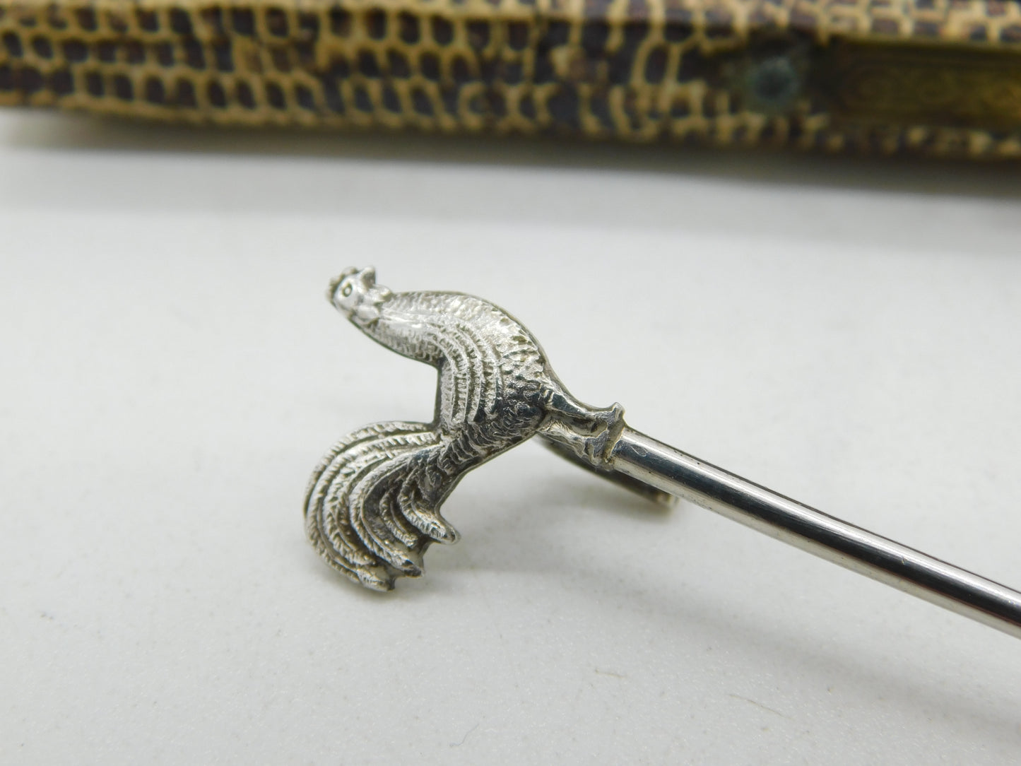Boxed Set of Sterling Silver Chicken Terminal Cocktail Sticks Antique 1902 Birmingham