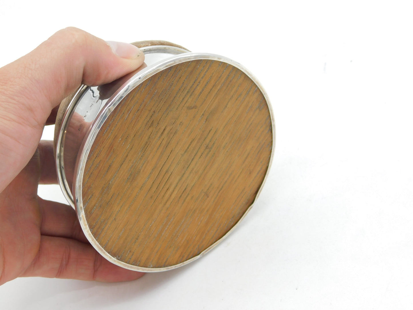 Sterling Silver Mounted Jewellery & Ring Box Antique 1918 Birmingham Art Deco