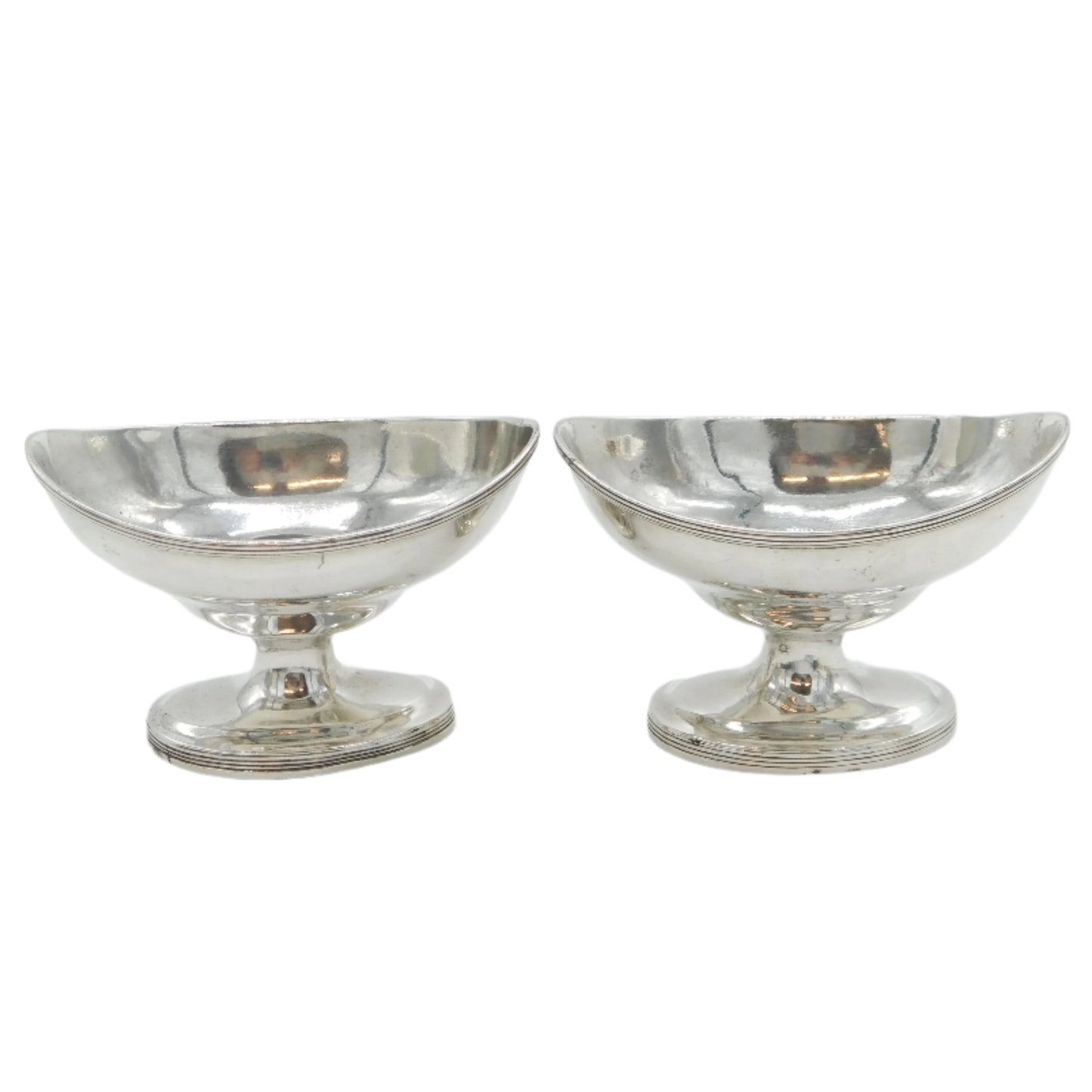 George III Pair of Sterling Silver Pedestal Salt Cellars Antique 1800 London