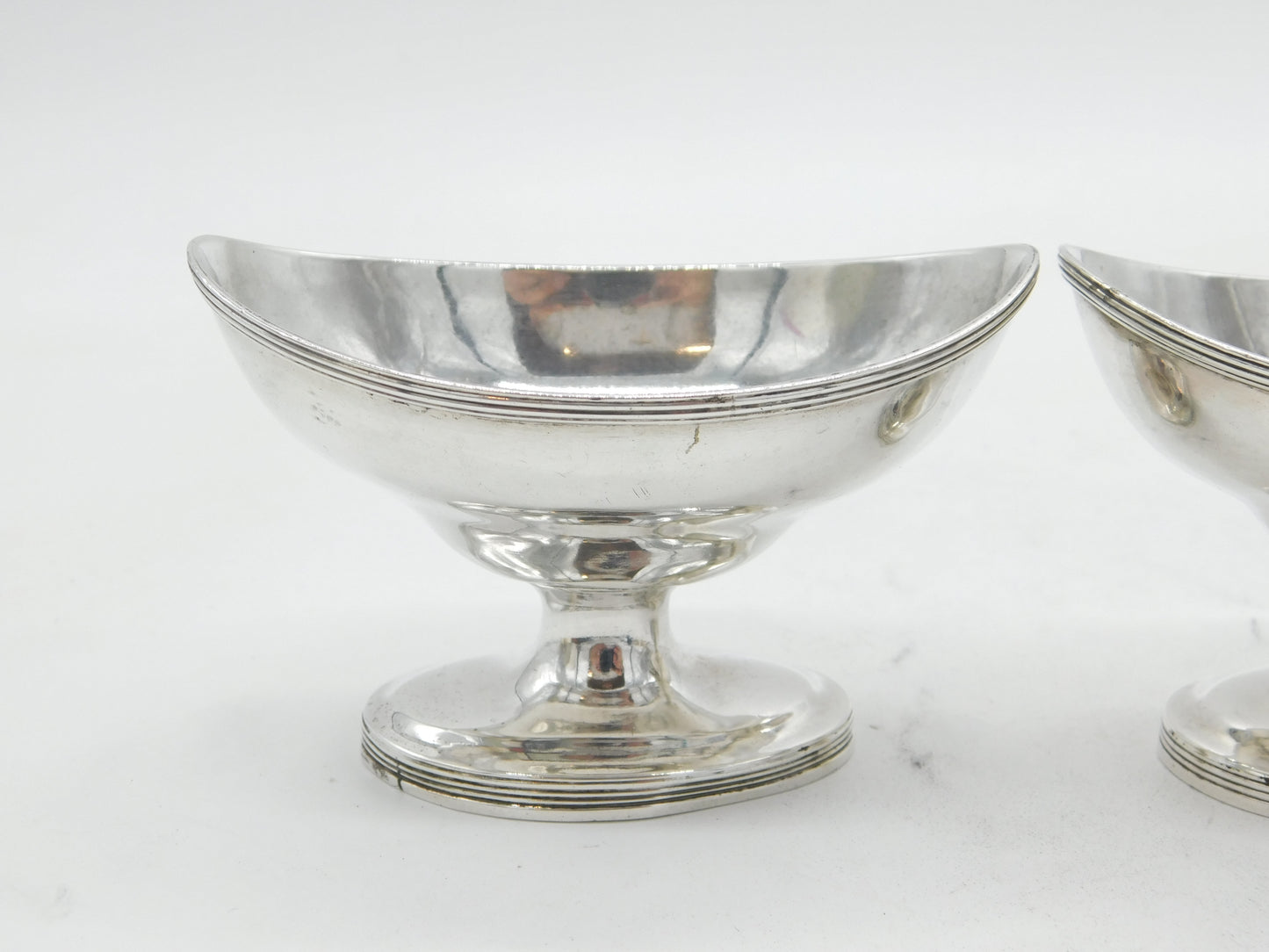 George III Pair of Sterling Silver Pedestal Salt Cellars Antique 1800 London